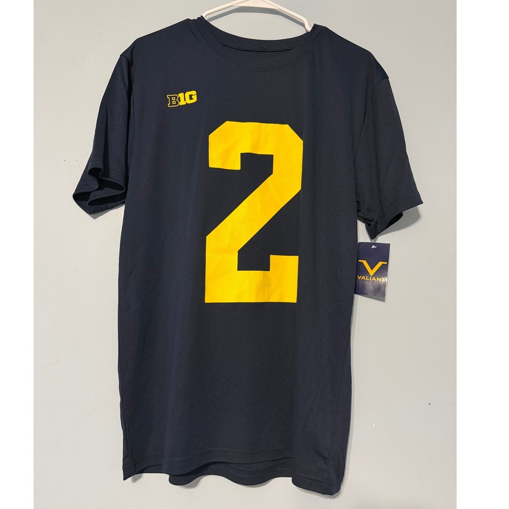 Valiant Michigan Wolverines Men's L Will Johnson 2 Navy Blue Big 10 T-Shirt 2182